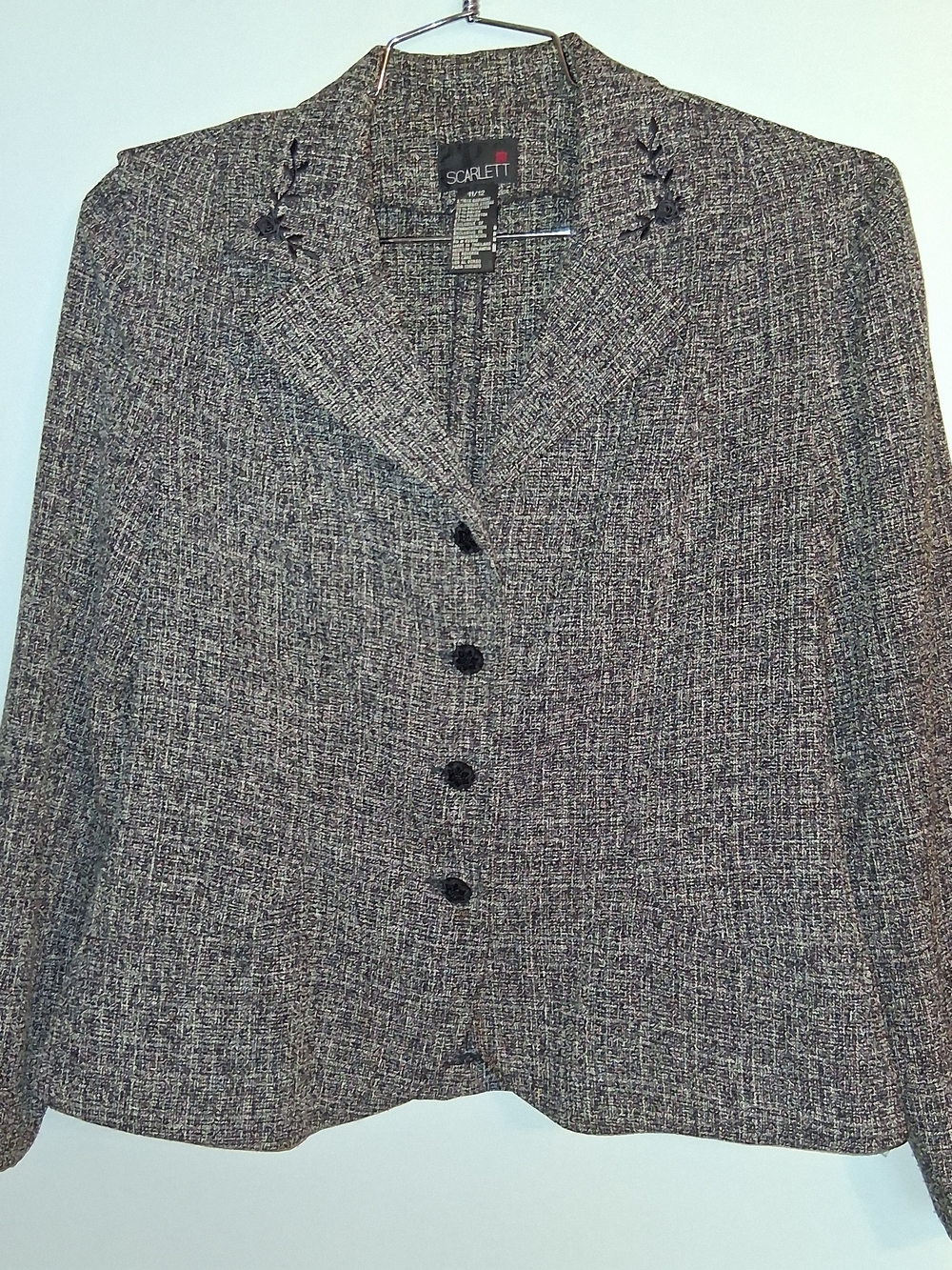 Scarlett Women's Gray Tweed Button-Front Blazer